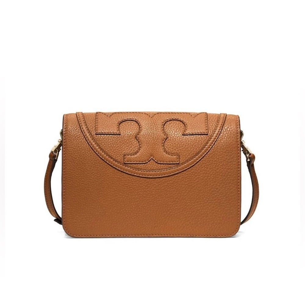 Tory Burch All T Combo Brown Pebbled Leather Crossbody